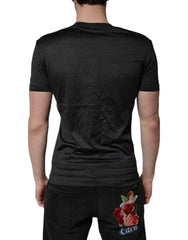 Dolce & Gabbana Dark Gray Silk V-neck Short Sleeves T-shirt - IT46 | S - T-Shirts