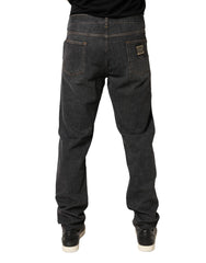 Dolce & Gabbana Dark Gray Slim Fit Cotton Men Denim Jeans - IT58 | XXL