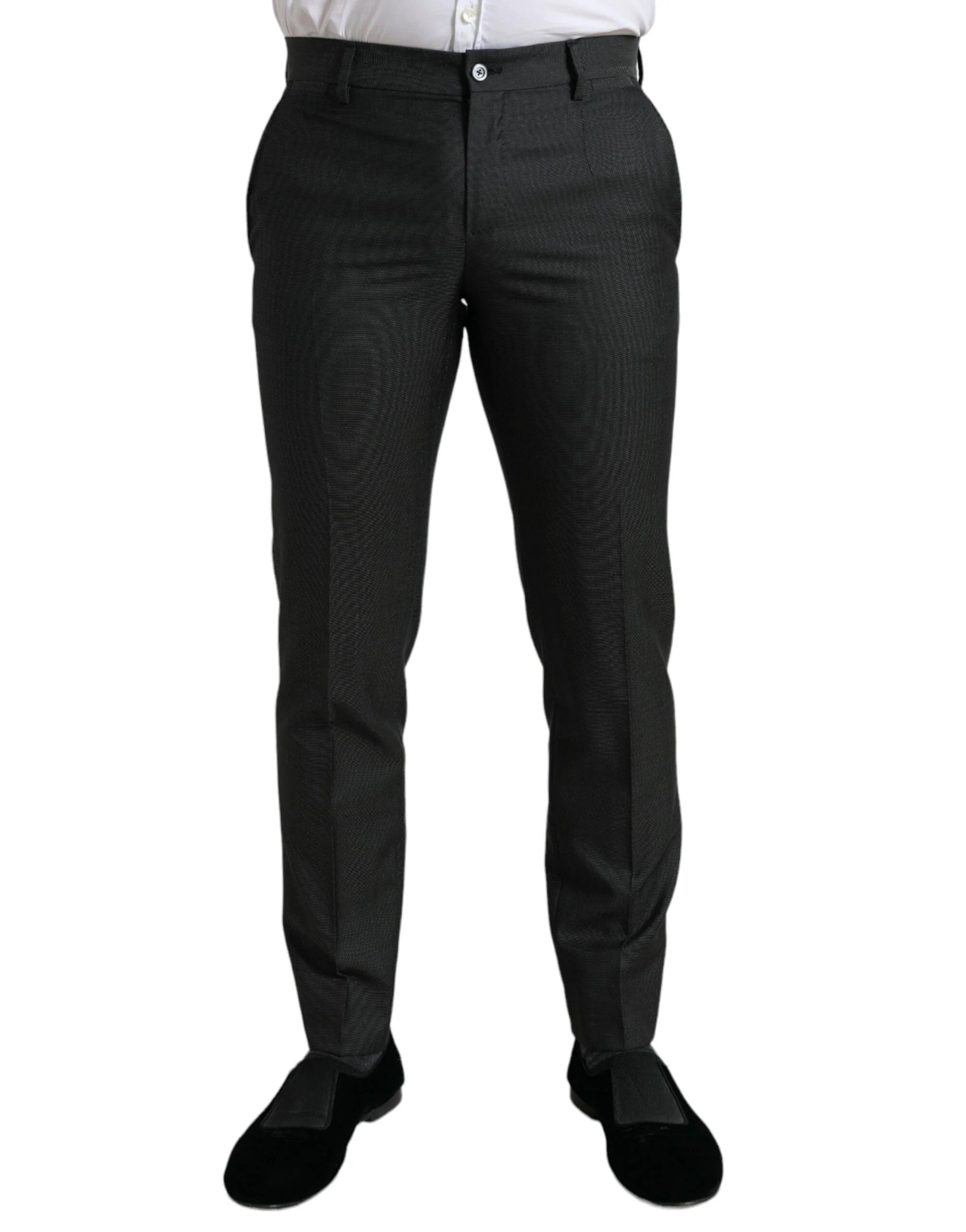 Dolce & Gabbana Dark Gray Stretch Slim Formal Pants - IT48 | M - Trousers