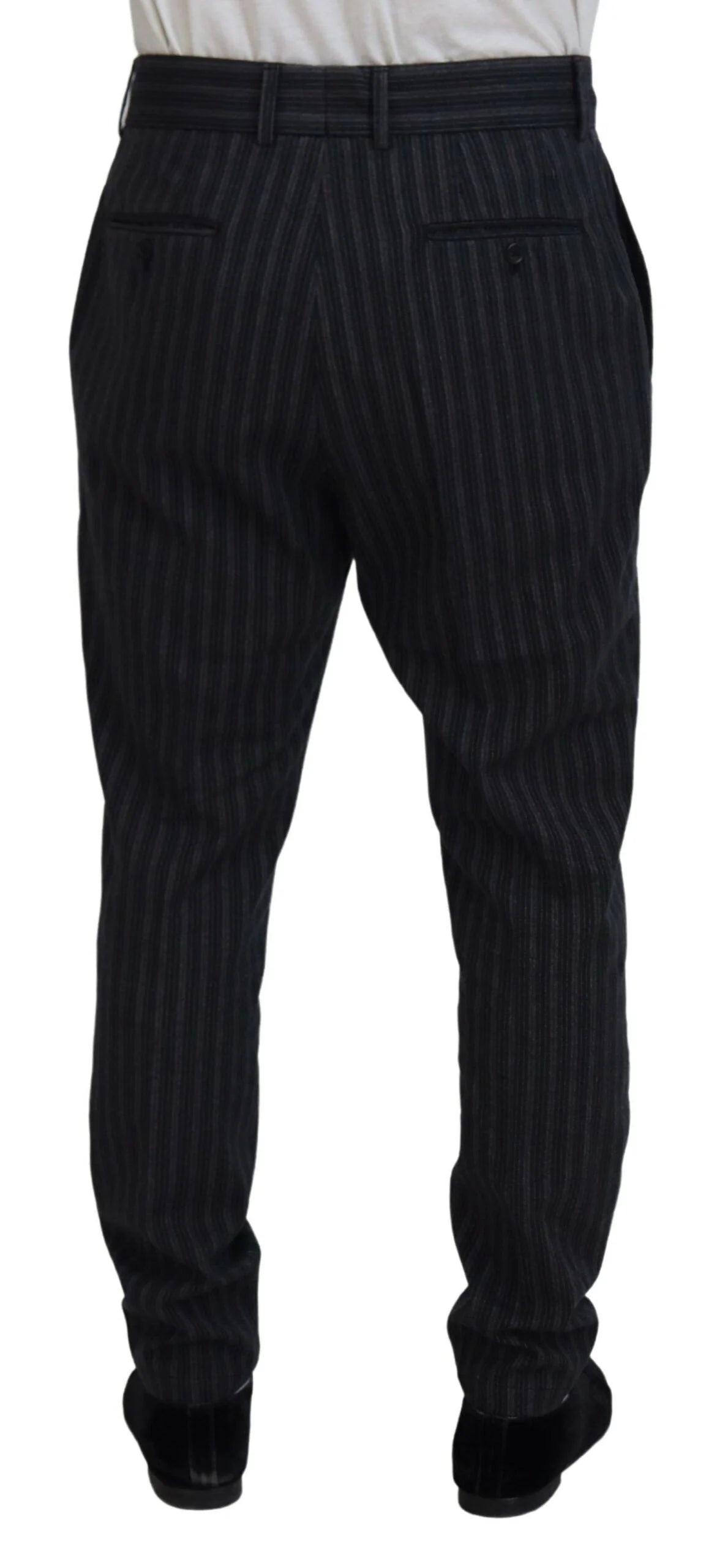 Dolce & Gabbana Dark Gray Stripes Chino Dress Pants - IT52 | L - Chinos