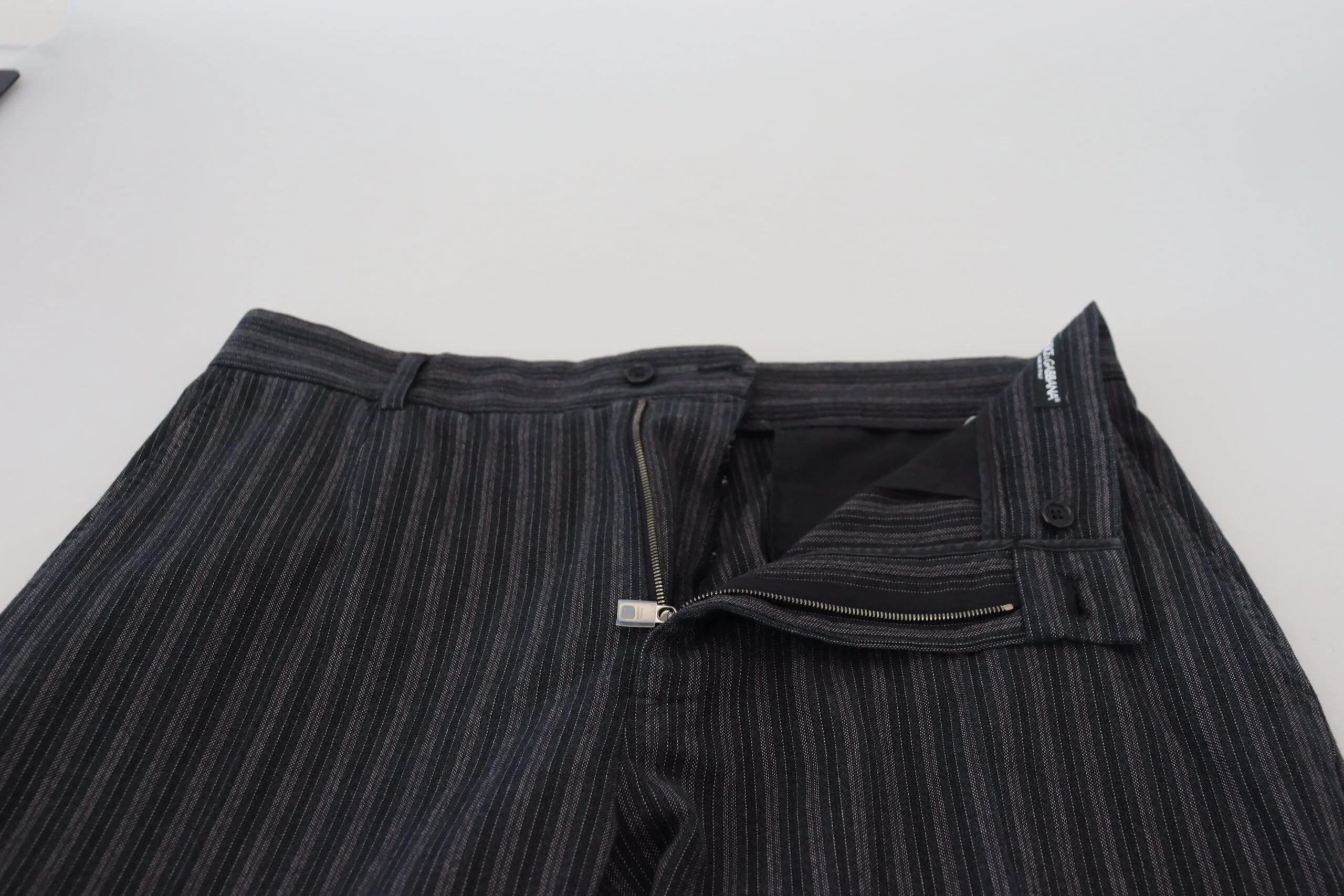 Dolce & Gabbana Dark Gray Stripes Chino Dress Pants - IT52 | L - Chinos