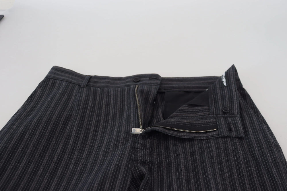 Dolce & Gabbana Dark Gray Stripes Chino Dress Pants - IT52 | L - Chinos