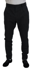 Dolce & Gabbana Dark Gray Stripes Chino Dress Pants - IT52 | L - Chinos