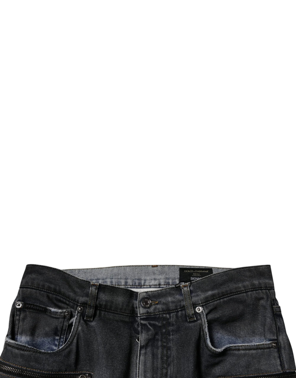 Dolce & Gabbana Dark Gray Tattered Cotton Skinny Denim Jeans - IT48 | M - Jeans