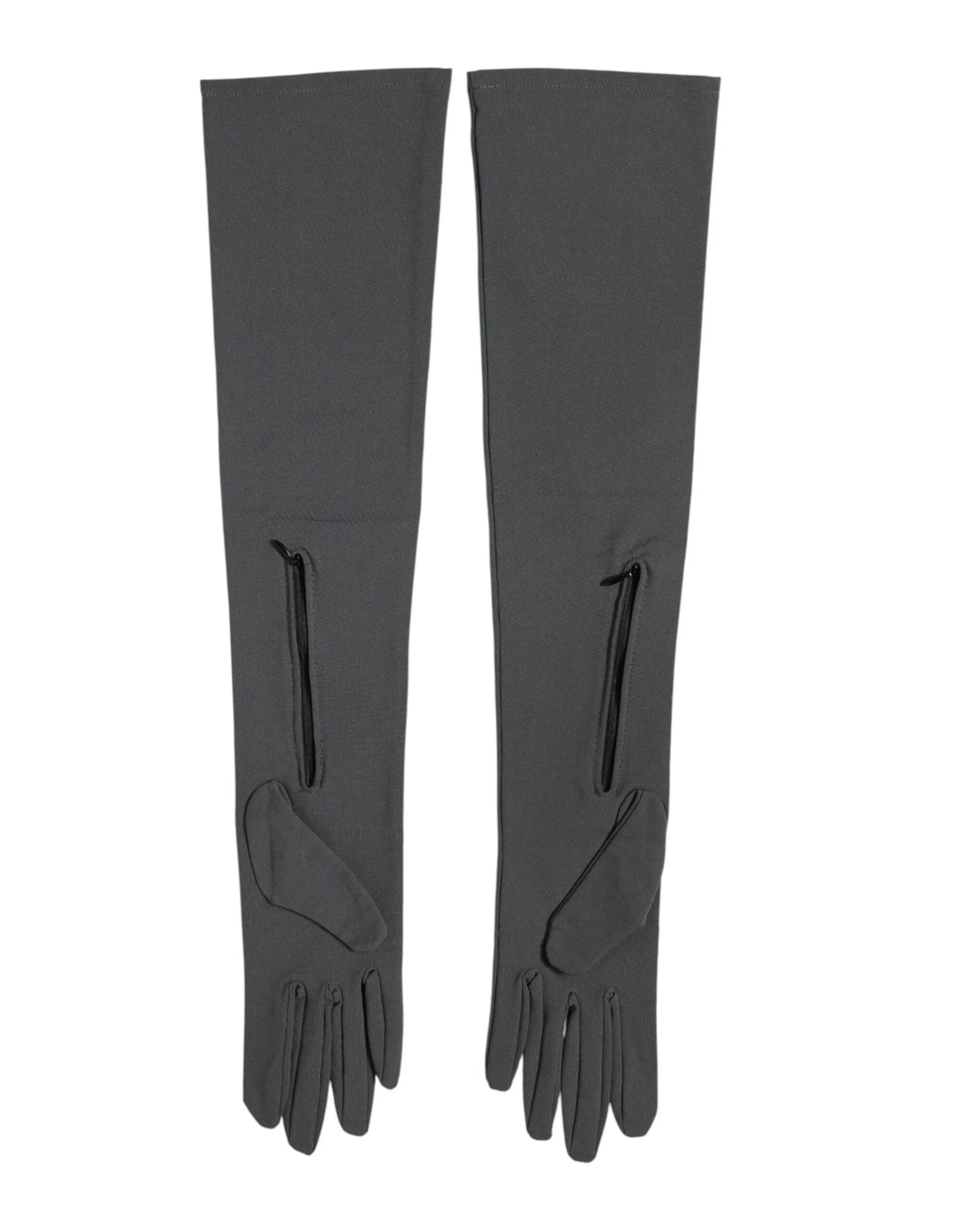 Dolce & Gabbana Dark Gray Viscose Elbow Length Mitten Men Gloves - 9|M