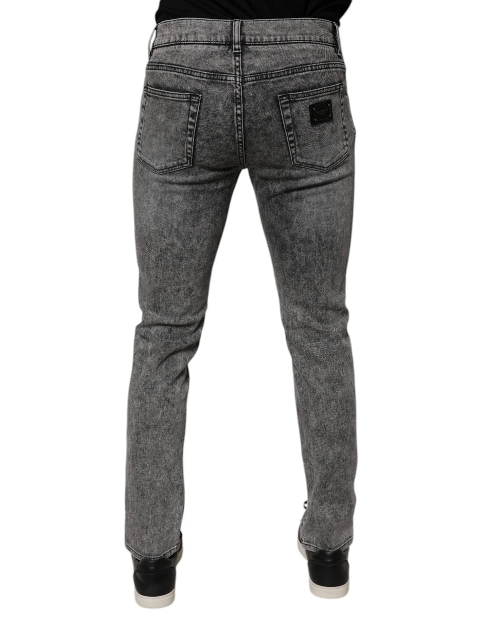Dolce & Gabbana Dark Gray Washed Cotton Slim Fit Denim Jeans - Jeans