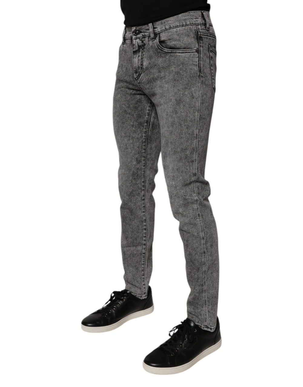 Dolce & Gabbana Dark Gray Washed Cotton Slim Fit Denim Jeans - Jeans