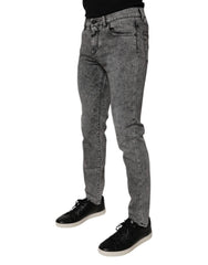 Dolce & Gabbana Dark Gray Washed Cotton Slim Fit Denim Jeans - Jeans