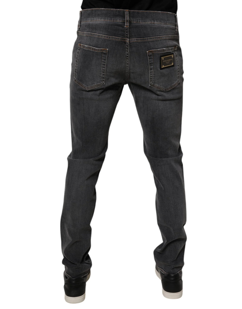 Dolce & Gabbana Dark Gray Washed Cotton Slim Fit Denim Jeans - IT52 | XL