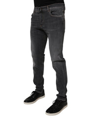 Dolce & Gabbana Dark Gray Washed Cotton Slim Fit Denim Jeans - IT52 | XL - Jeans