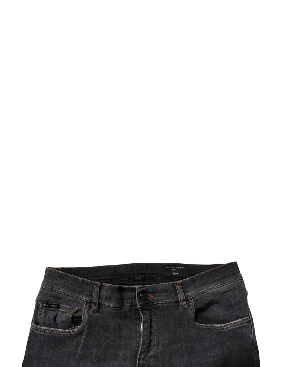 Dolce & Gabbana Dark Gray Washed Cotton Slim Fit Denim Jeans - IT52 | XL