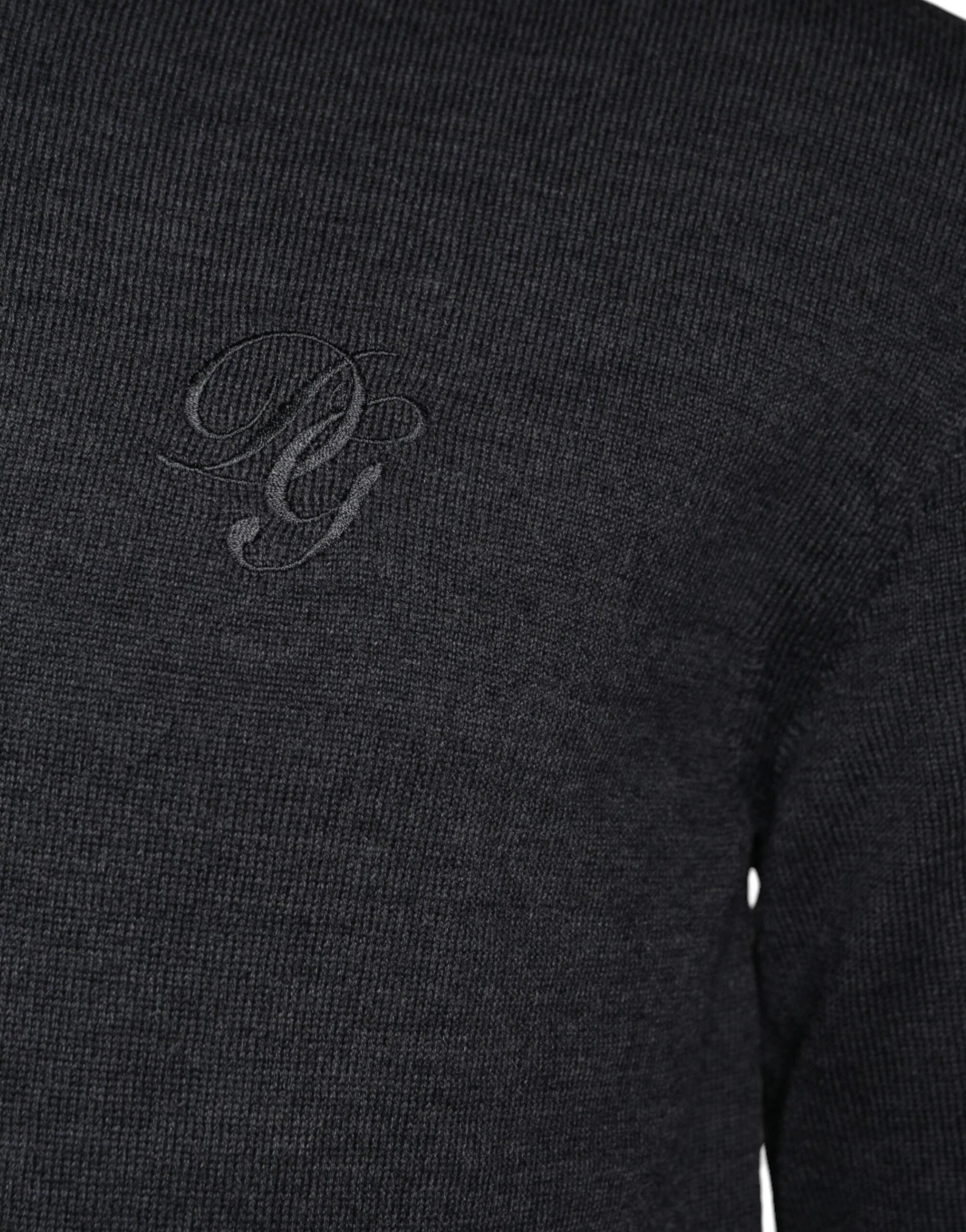 Dolce & Gabbana Dark Gray Wool Crew Neck Pullover Sweater - IT46 | S - Sweaters