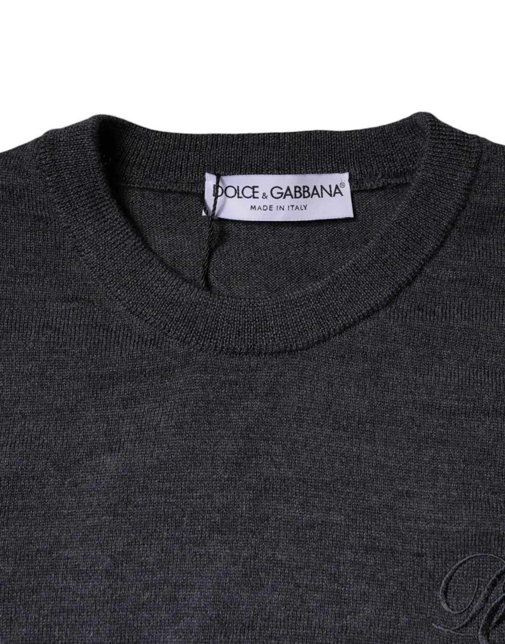 Dolce & Gabbana Dark Gray Wool Crew Neck Pullover Sweater - IT46 | S - Sweaters