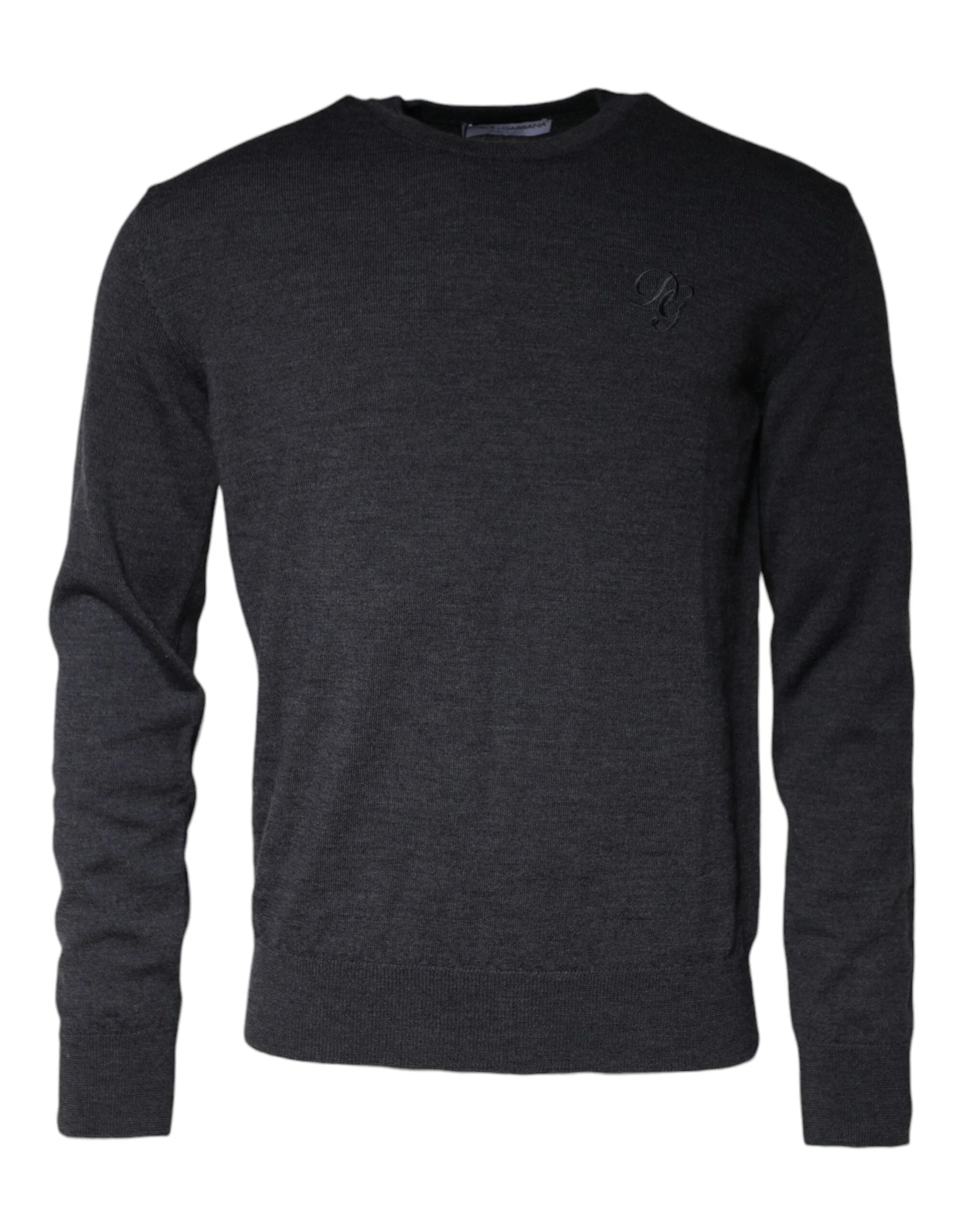 Dolce & Gabbana Dark Gray Wool Crew Neck Pullover Sweater - IT46 | S - Sweaters