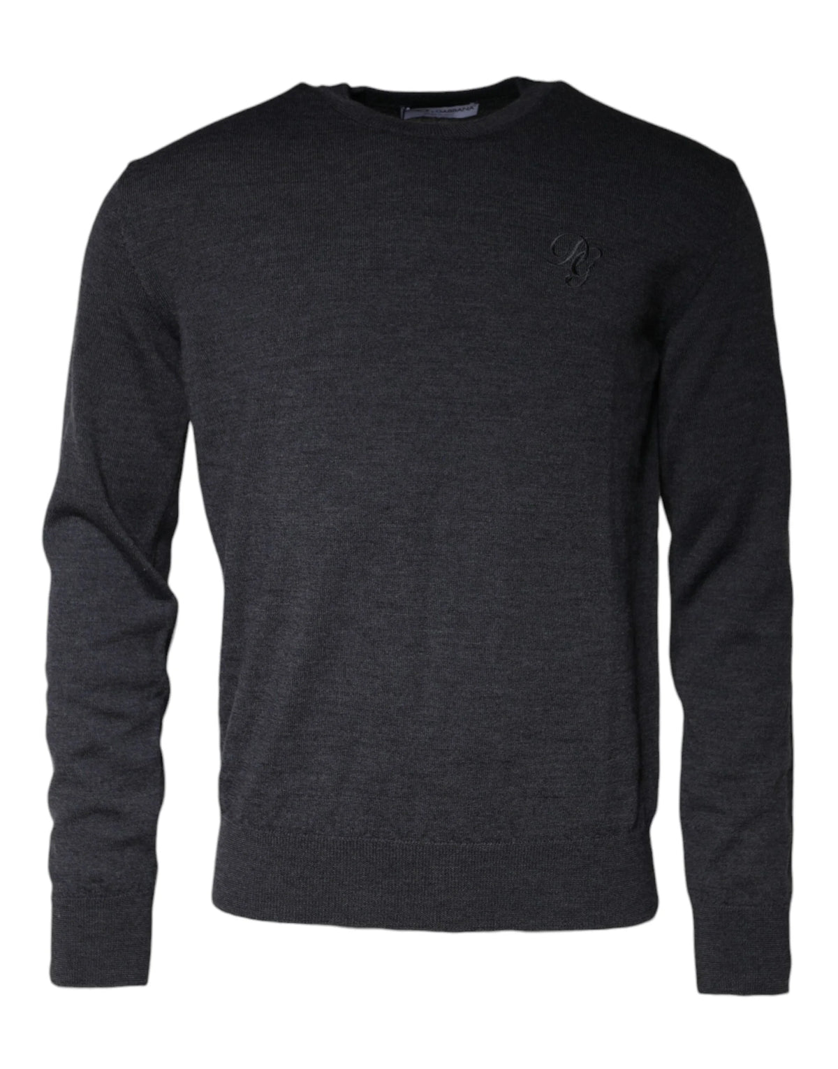 Dolce & Gabbana Dark Gray Wool Crew Neck Pullover Sweater - IT46 | S - Sweaters