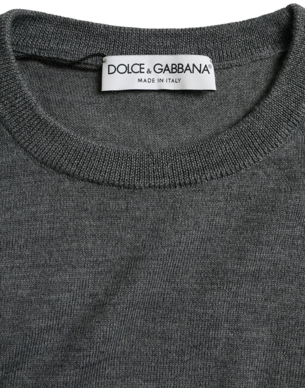 Dolce & Gabbana Dark Gray Wool Crew Neck Pullover Sweater - Sweaters
