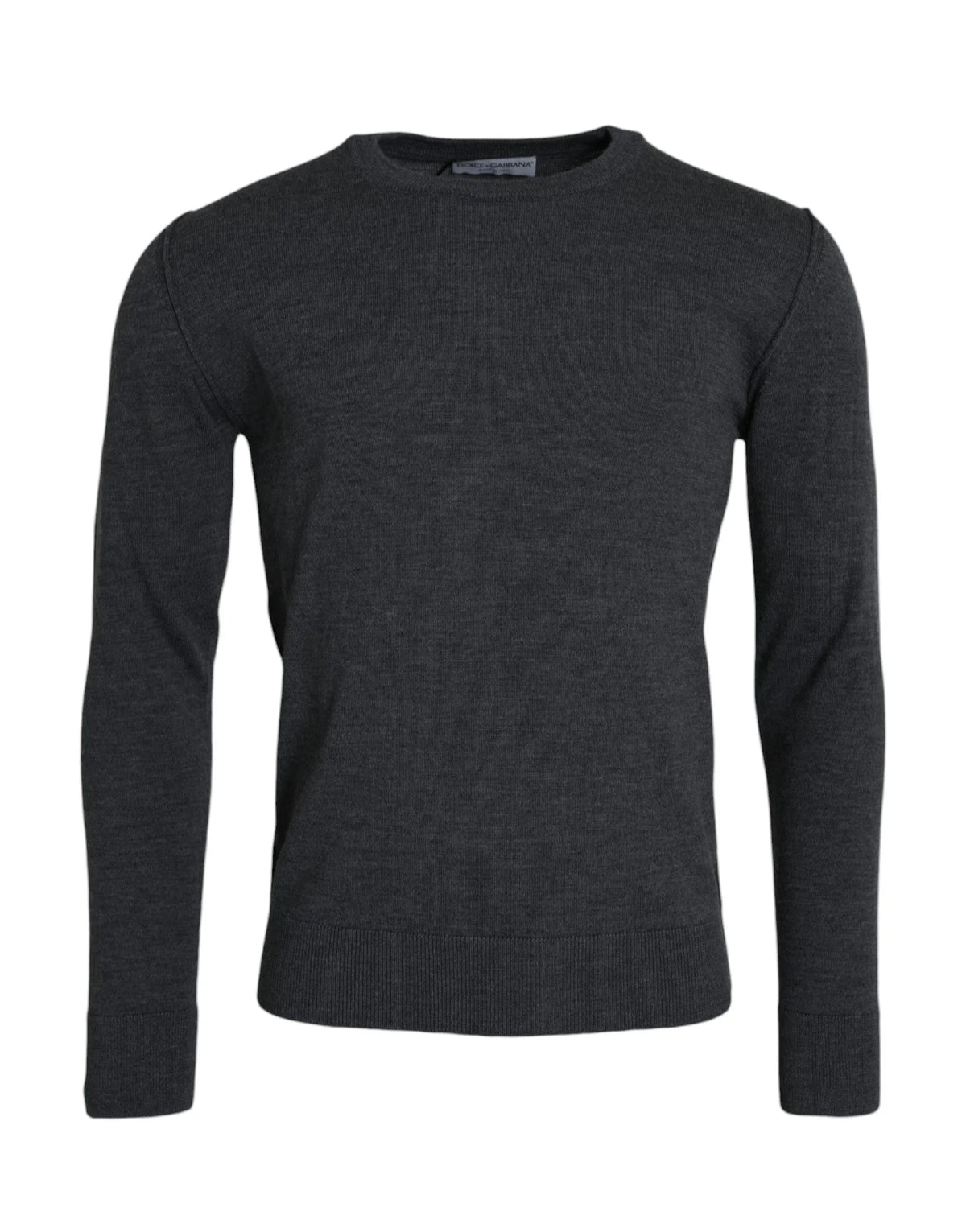 Dolce & Gabbana Dark Gray Wool Crew Neck Pullover Sweater - Sweaters