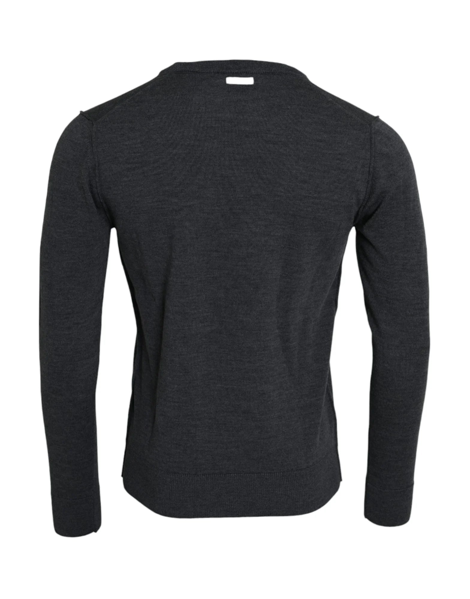 Dolce & Gabbana Dark Gray Wool Crew Neck Pullover Sweater - Sweaters