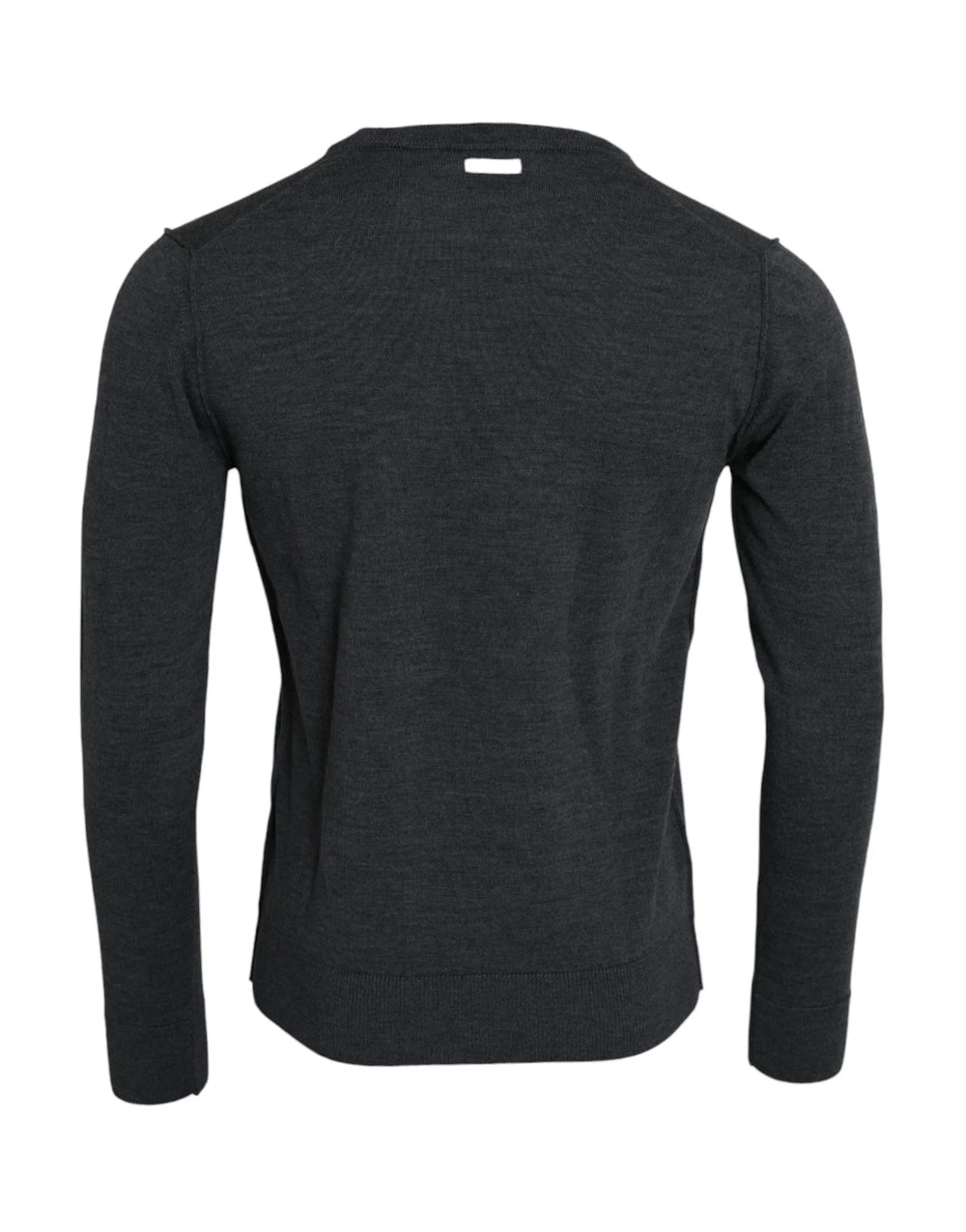 Dolce & Gabbana Dark Gray Wool Crew Neck Pullover Sweater - Sweaters