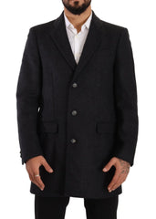 Dolce & Gabbana Dark Gray Wool Over Trench Coat Men Jacket - IT50 | L - Trench Coats