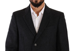 Dolce & Gabbana Dark Gray Wool Over Trench Coat Men Jacket - IT50 | L - Trench Coats