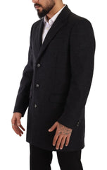 Dolce & Gabbana Dark Gray Wool Over Trench Coat Men Jacket - IT50 | L - Trench Coats