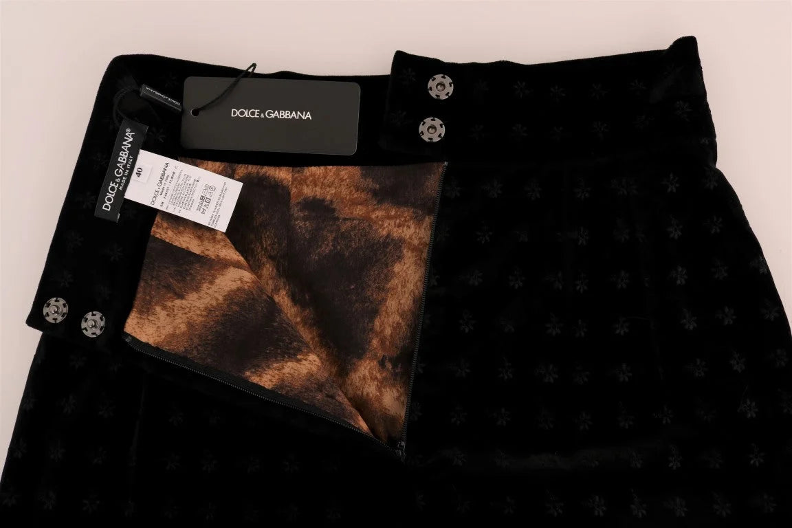 Dolce & Gabbana Dark Green Baroque Velvet Pencil Skirt - IT44|L - Skirts