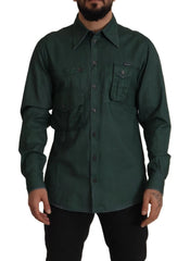 Dolce & Gabbana Dark Green Button Down Long Sleeves Shirt - IT41 | L - Shirts