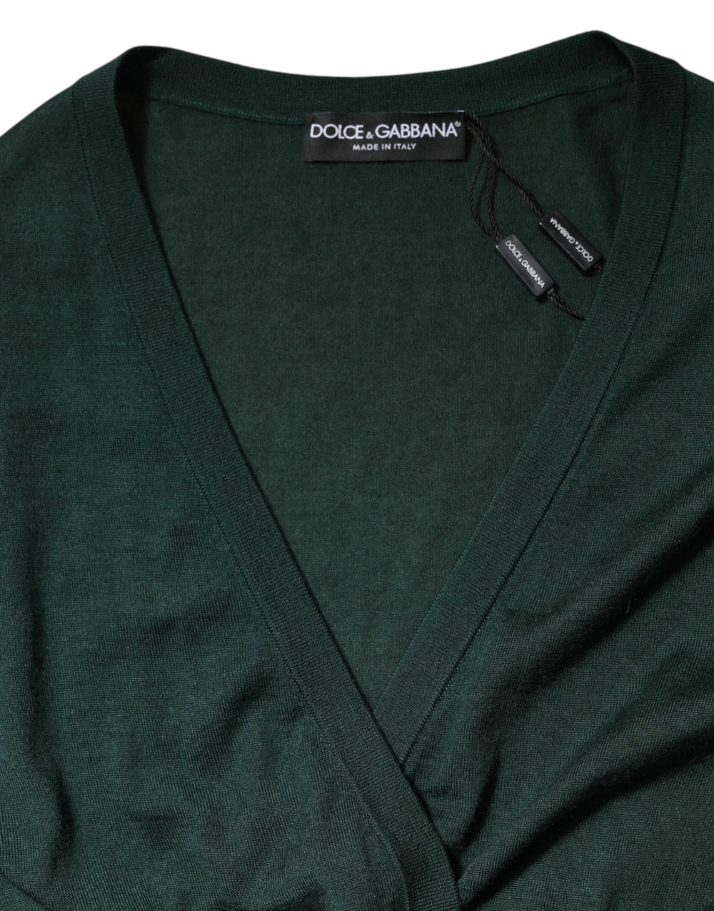 Dolce & Gabbana Dark Green Cashmere Silk Cardigan Sweater - IT44 | L - Cardigans