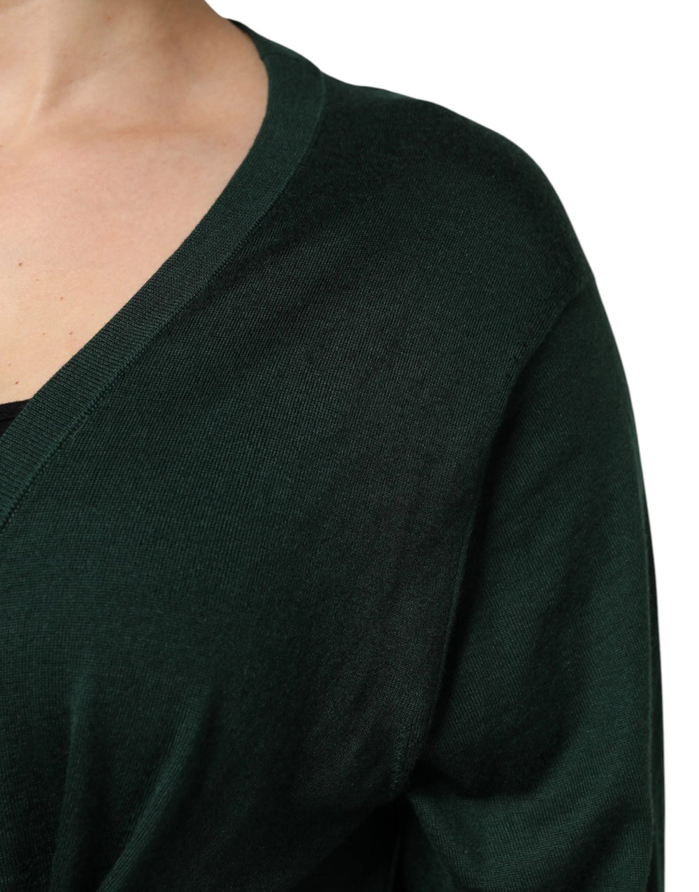 Dolce & Gabbana Dark Green Cashmere Silk Cardigan Sweater - IT44 | L - Cardigans