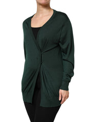 Dolce & Gabbana Dark Green Cashmere Silk Cardigan Sweater - IT44 | L - Cardigans