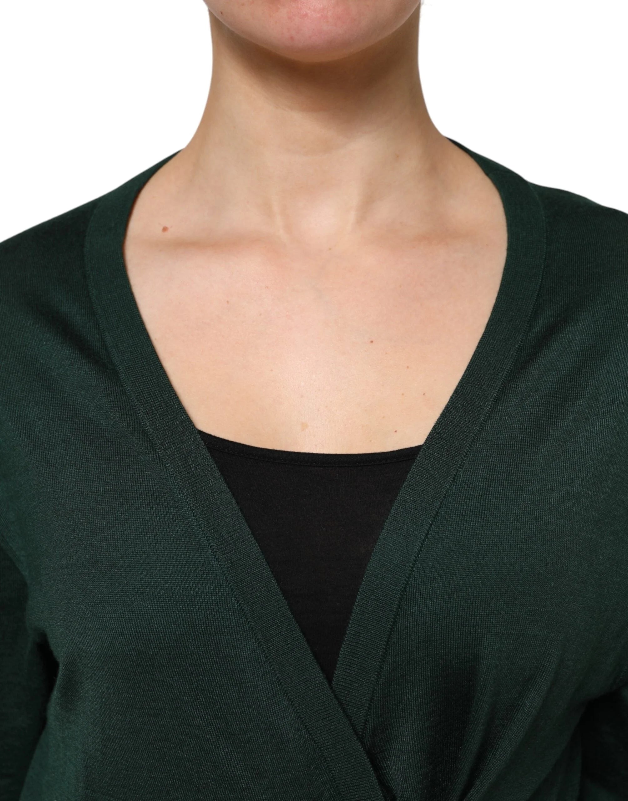 Dolce & Gabbana Dark Green Cashmere Silk Cardigan Sweater - IT44 | L - Cardigans