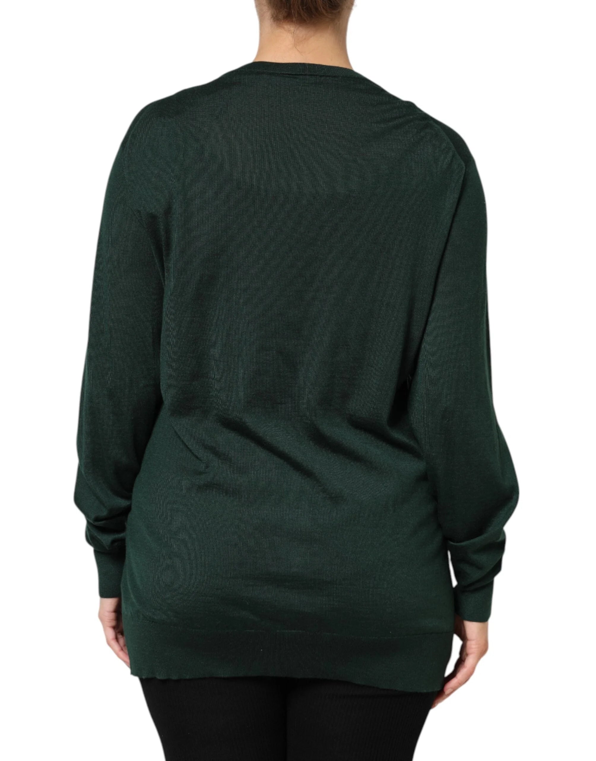 Dolce & Gabbana Dark Green Cashmere Silk Cardigan Sweater - IT44 | L - Cardigans
