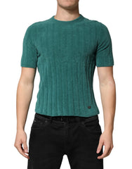 Dolce & Gabbana Dark Green Cotton Blend Men Crew Neck T-shirt - IT48 | M