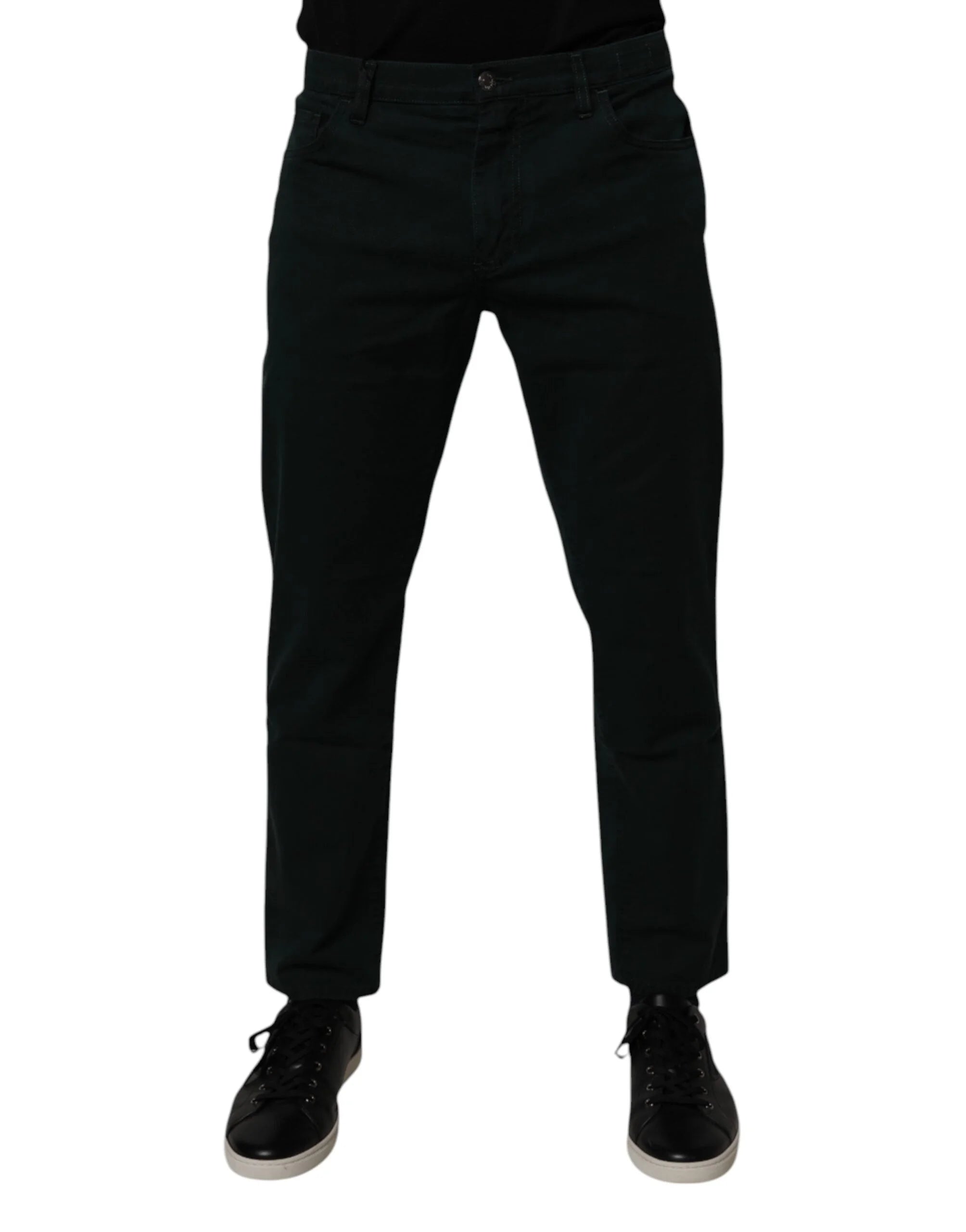 Dolce & Gabbana Dark Green Cotton Loose Men Denim Jeans - Jeans