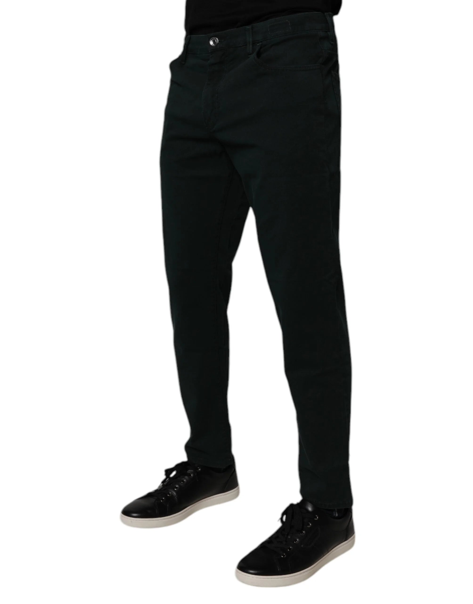 Dolce & Gabbana Dark Green Cotton Loose Men Denim Jeans - Jeans