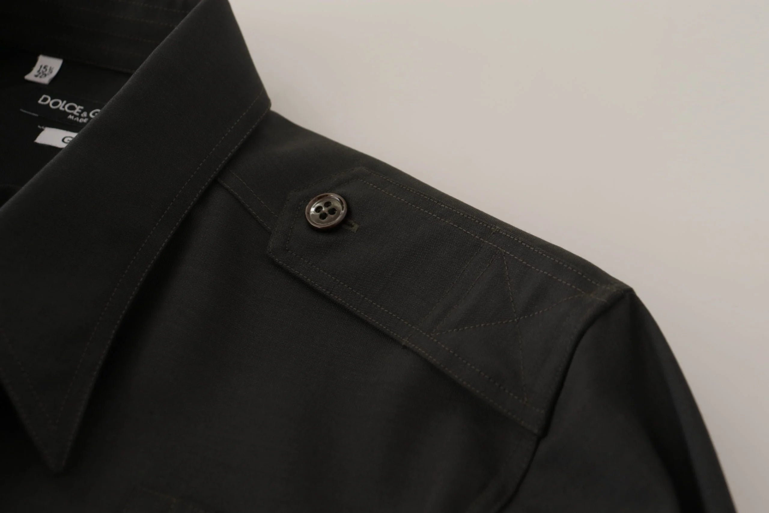 Dolce & Gabbana Dark Green Cotton Slim Fit Casual Men Shirt - IT40 | M - Shirts