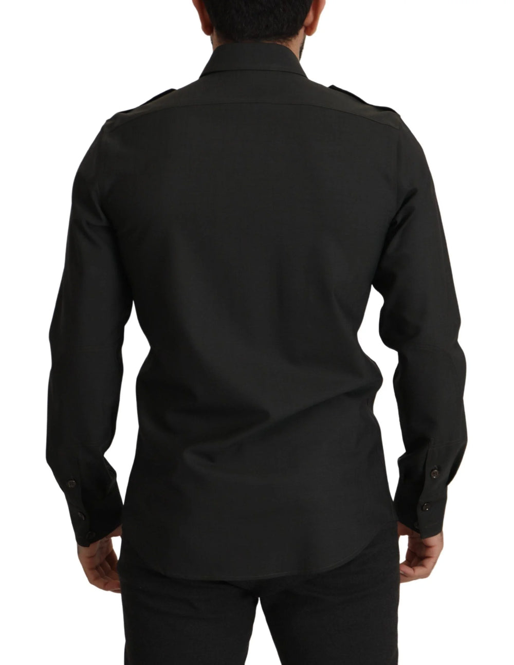 Dolce & Gabbana Dark Green Cotton Slim Fit Casual Men Shirt - IT40 | M - Shirts