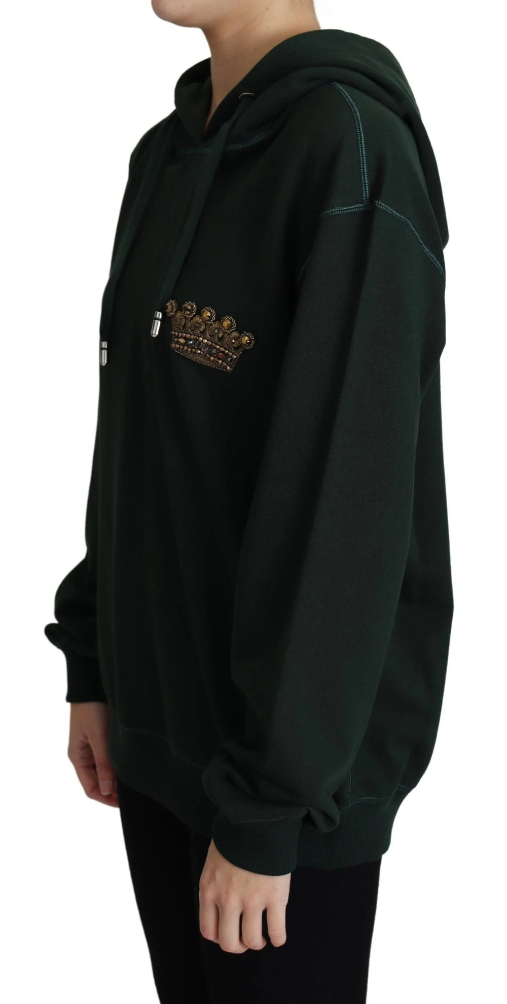 Dolce & Gabbana Dark Green Crown Embroidery Hoodie - IT38|XS - Hoodies