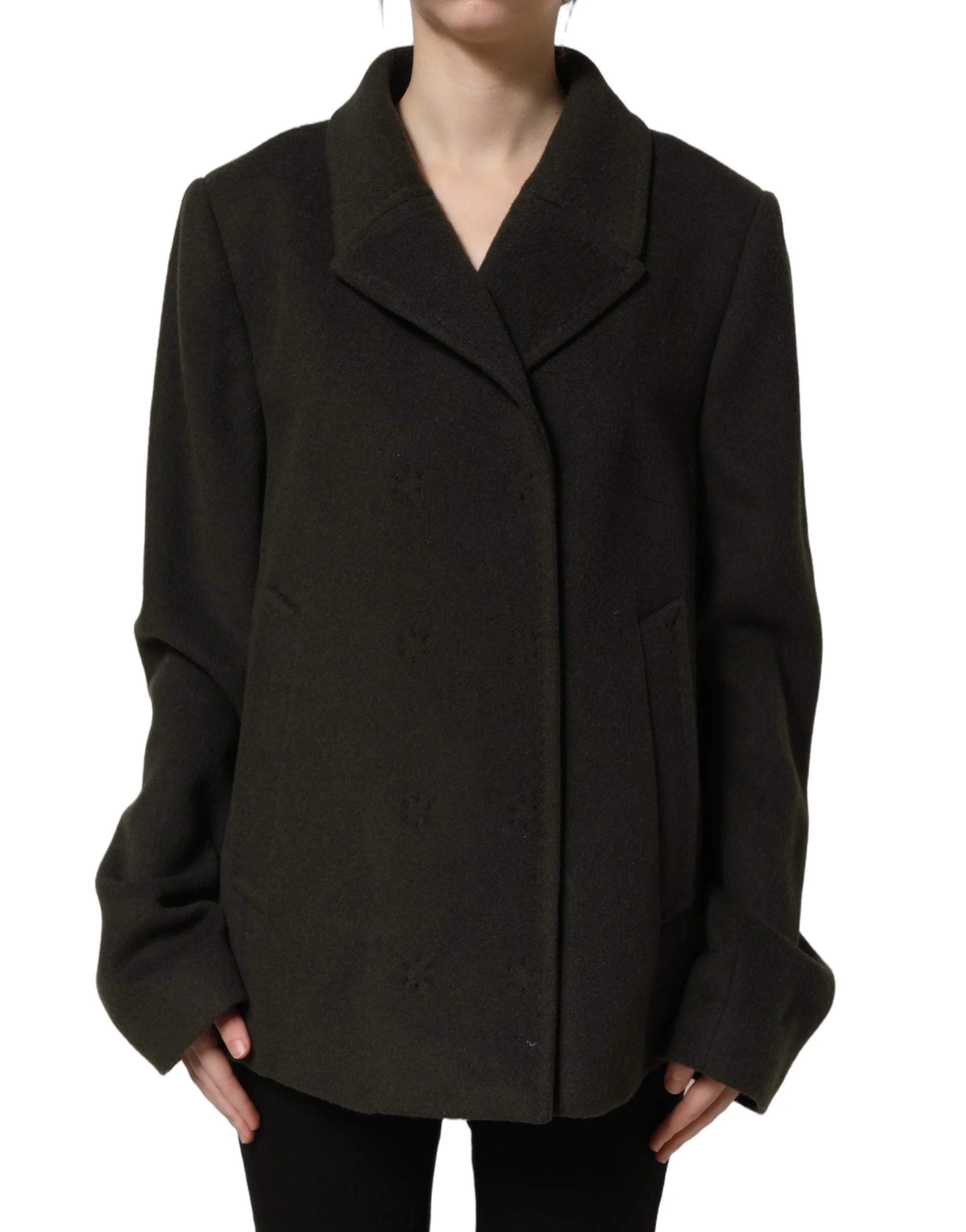 Dolce & Gabbana Dark Green Double Breasted Peacoat Jacket - IT44 | L