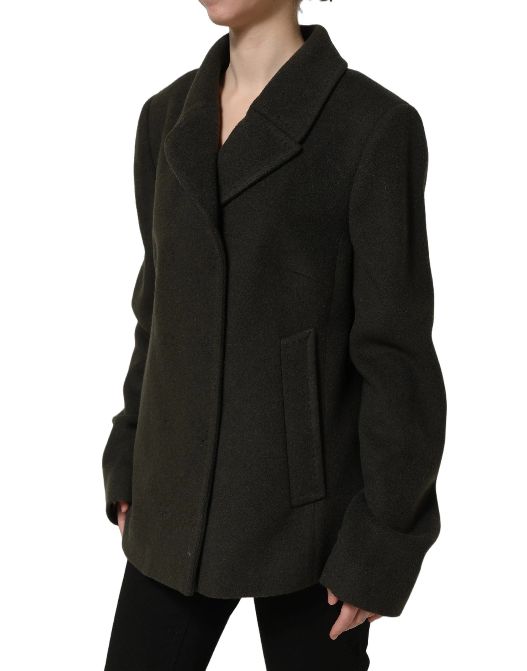 Dolce & Gabbana Dark Green Double Breasted Peacoat Jacket - IT44 | L