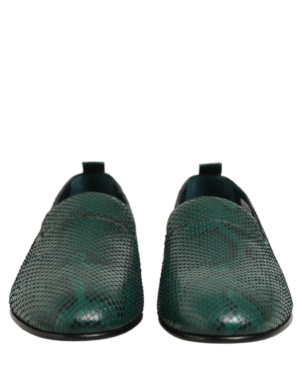 Dolce & Gabbana Dark Green Embossed Leather Loafers Shoes - EU43/US10