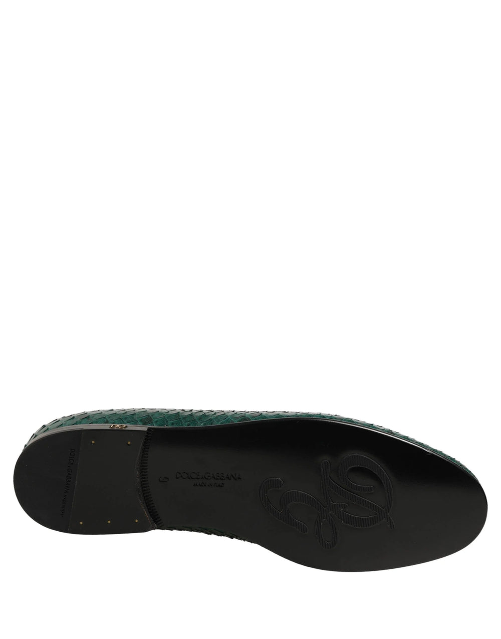 Dolce & Gabbana Dark Green Embossed Leather Loafers Shoes - EU43/US10