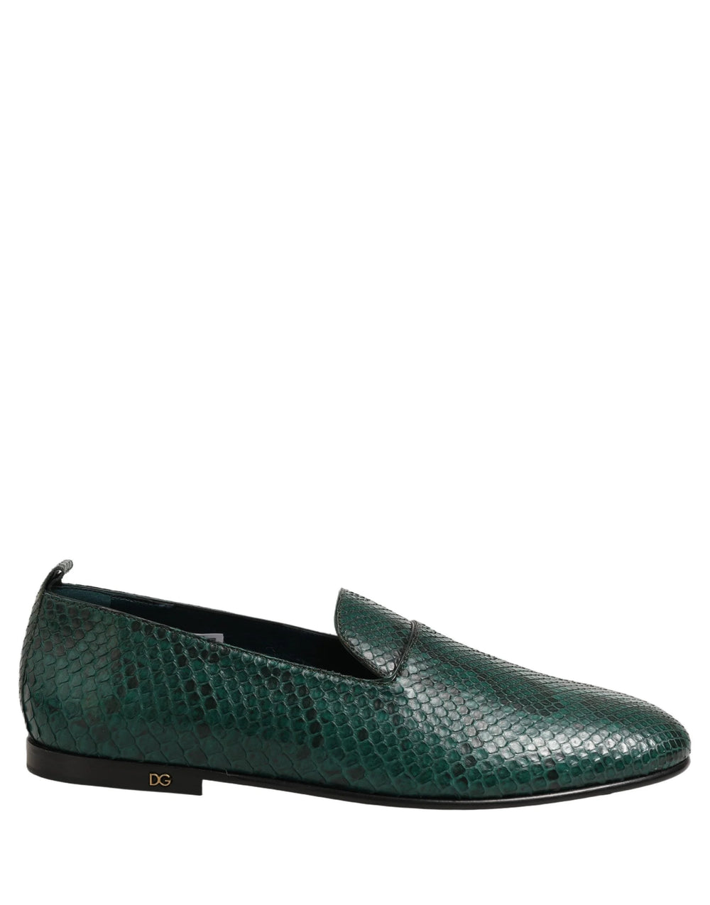 Dolce & Gabbana Dark Green Embossed Leather Loafers Shoes - EU43/US10