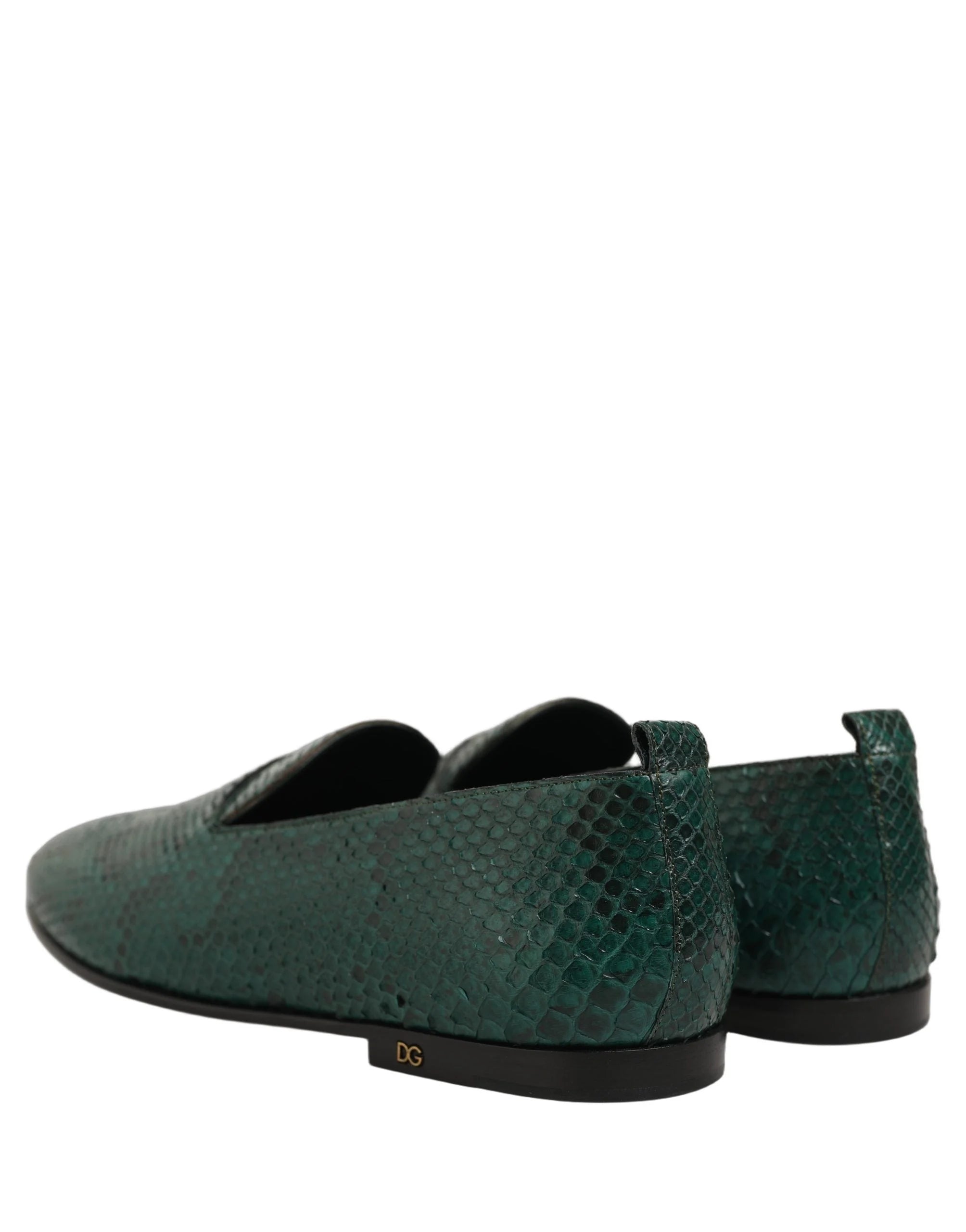 Dolce & Gabbana Dark Green Embossed Leather Loafers Shoes - EU43/US10