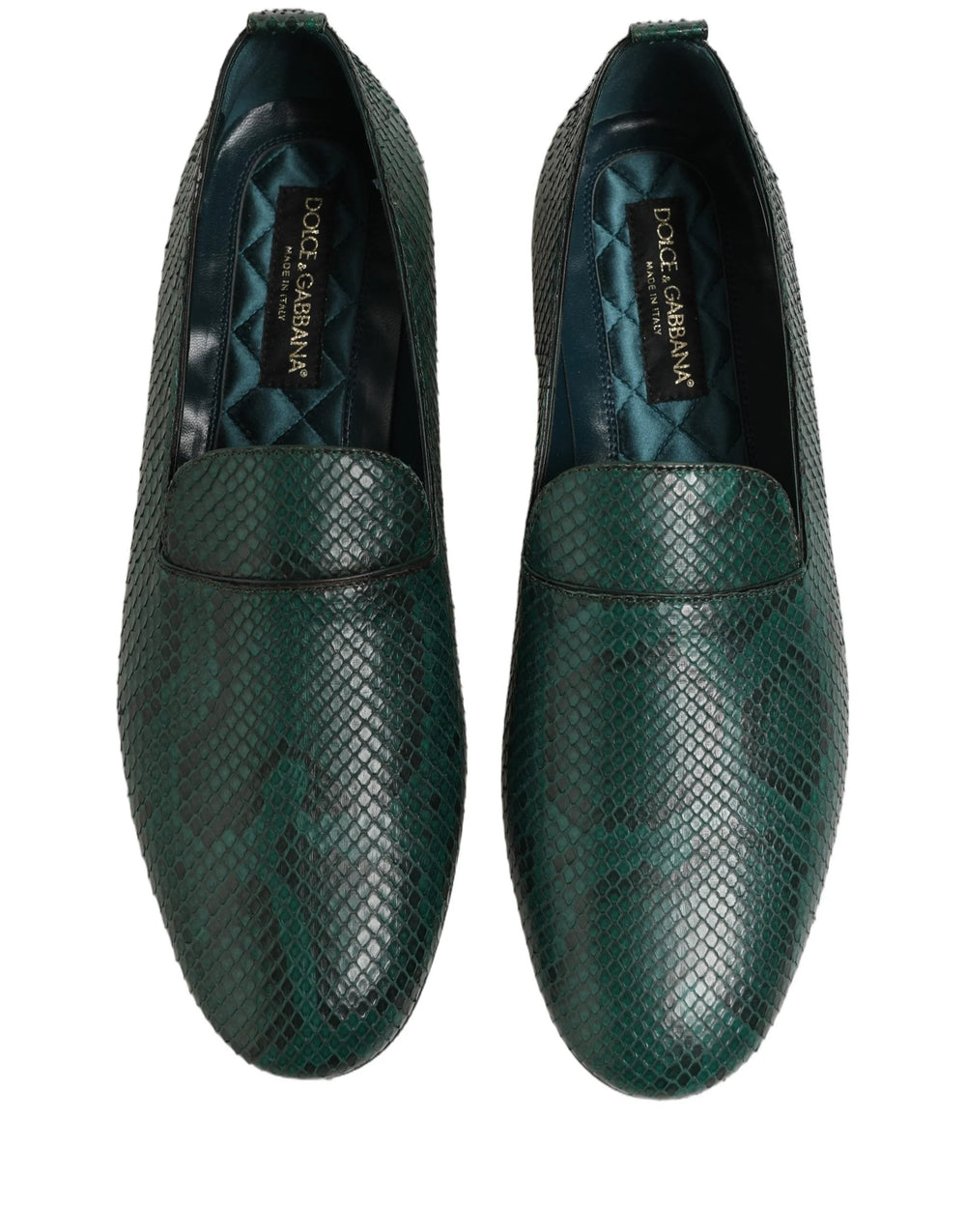 Dolce & Gabbana Dark Green Embossed Leather Loafers Shoes - EU43/US10