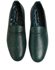 Dolce & Gabbana Dark Green Embossed Leather Loafers Shoes - EU43/US10