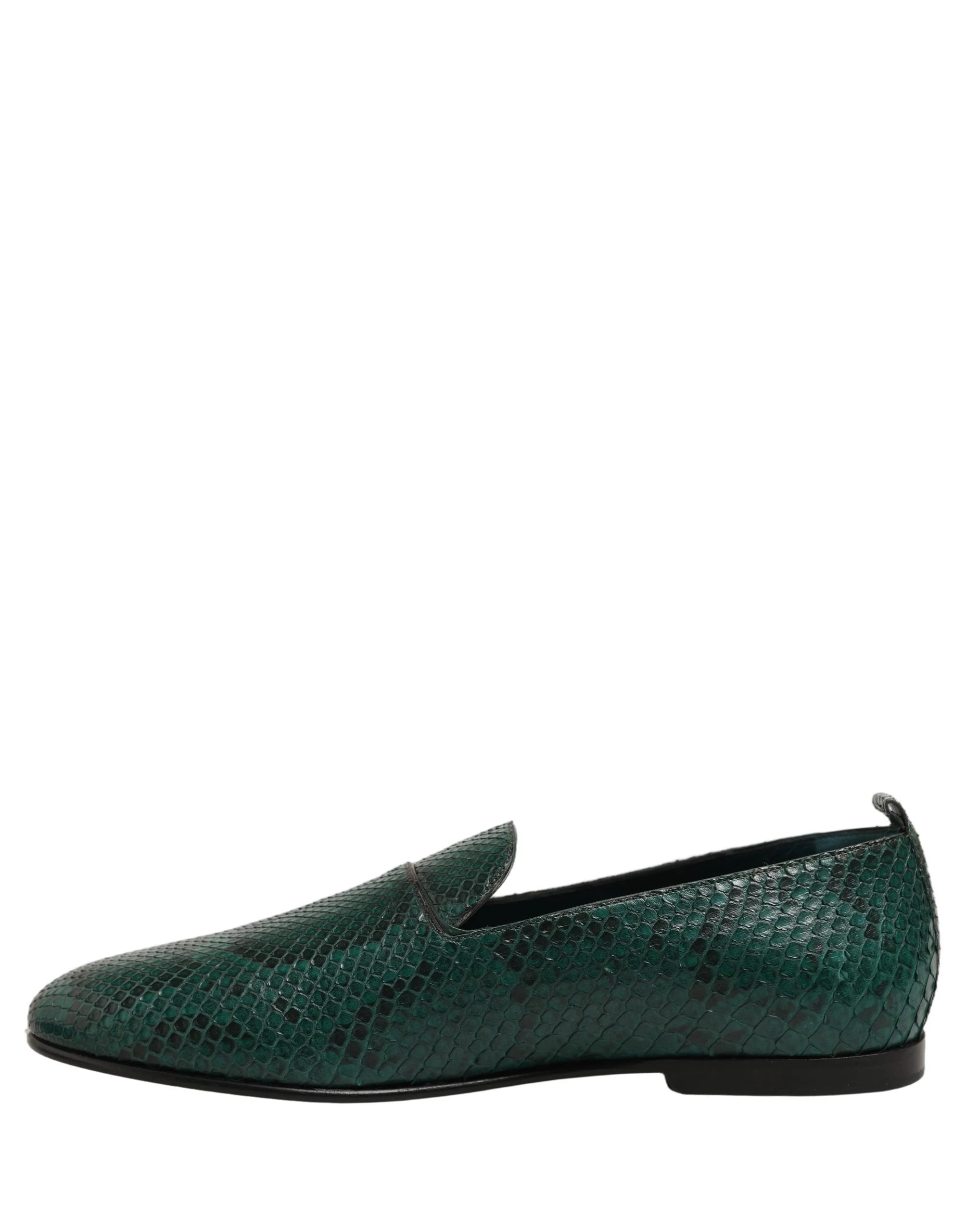 Dolce & Gabbana Dark Green Embossed Leather Loafers Shoes - EU43/US10