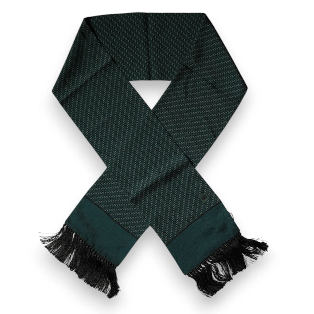 Dolce & Gabbana Dark Green Fantasy Fringes Neck Wrap Scarf - Scarves & Shawls