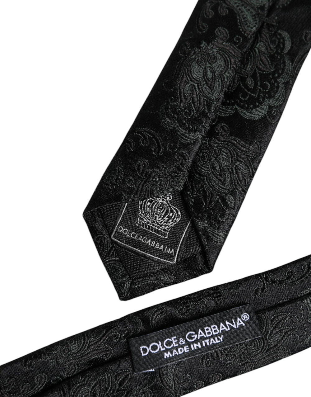 Dolce & Gabbana Dark Green Floral Silk Adjustable Necktie Tie - Neckties